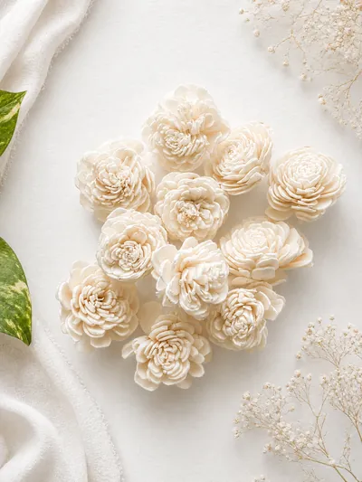 Delicate layered ivory sola beli flowers